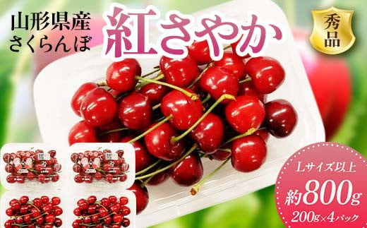 《2025年先行予約》 山形県産 さくらんぼ ＜紅さやか＞ 秀品 約800g（200g×4パック） Lサイズ以上 FSY-2010 1550216 - 山形県山形県庁