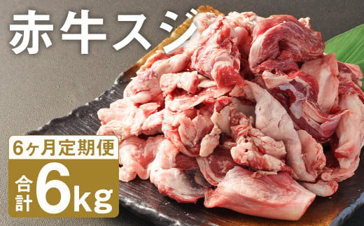 【6ヶ月定期便】 赤牛 スジ 1kg×1パック×6回 牛肉 肉 あか牛 牛スジ 牛すじ 煮込み カレー 熊本県産 冷凍 1412640 - 熊本県菊池市