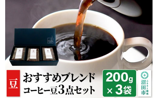 おすすめブレンドコーヒー 豆 3点セット「桜の里・椎の実・欅の木陰」各200g×1袋 土田商店 1155897 - 群馬県沼田市