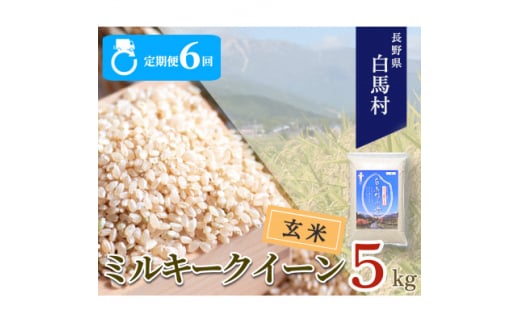 ＜毎月定期便＞長野県白馬村産ミルキークイーン＜玄米＞5kg全6回【4058038】 1513285 - 長野県白馬村