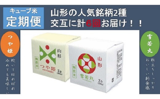 【定期便】令和６年産 無洗米キューブ２合×２０個を６か月連続お届け　0059-2439 319453 - 山形県上山市