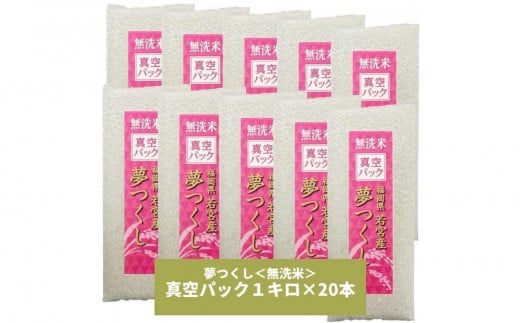 【無洗米】夢つくし《真空パック》20kg(1kg×20本)福岡県産 1513239 - 福岡県大川市