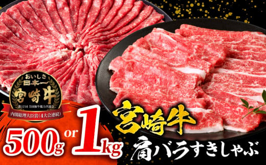 [容量が選べる]宮崎牛肩バラすきしゃぶ500g〜1kg_M132-068-SKU