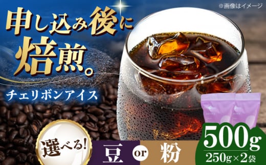 コーヒー豆 チェリボンアイス 500g (250g×2袋) 珈琲 コーヒー豆 コーヒー粉 コーヒー ドリップ ドリップ珈琲 飲料 愛媛県大洲市/株式会社日珈 [AGCU013] お正月 クリスマス