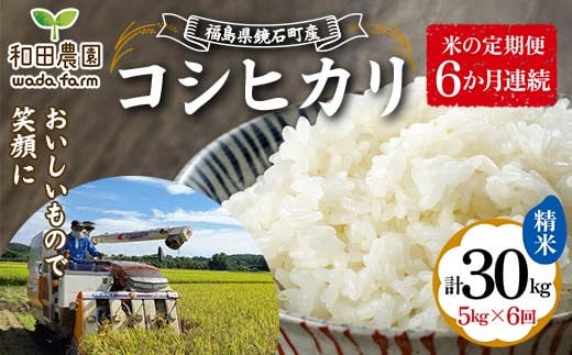 【米の定期便】福島県鏡石町産 和田農園「コシヒカリ」精米5kg 6か月連続 F6Q-198 1517925 - 福島県鏡石町