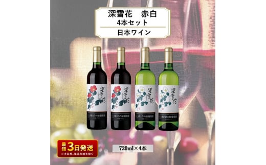 ワイン 岩の原ワイン 深雪花 赤白4本セット（赤×2本、白×2本 各720ml） アルコール 酒 ギフト 新潟 上越 1000730 - 新潟県上越市