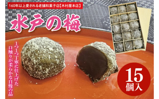 【木村屋本店】水戸の梅 15個入り 160年以上愛される老舗和菓子店【和菓子 お菓子 スイーツ デザート あんこ こし餡 求肥 老舗 水戸市 茨城県 】（JR-1） 1514483 - 茨城県水戸市