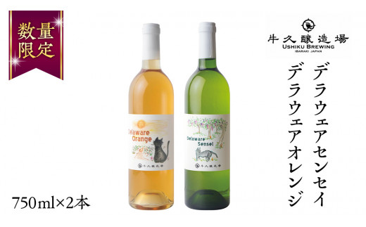 デラウェアセンセイ・デラウェアオレンジ の 750ml×2本セット 茨城県産 牛久醸造場 日本ワイン ワイン 白ワイン 750ml ミディアムボディ お酒 贈り物 葡萄 ぶどう オレンジワイン