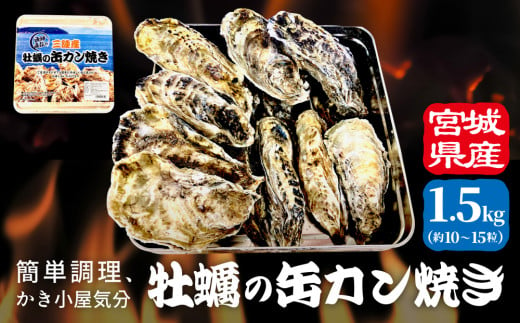 宮城県産冷凍殻付きかきカン缶焼き１.５K ガンガン焼き 簡単調理 BBQ 牡蠣 カキ 焼き牡蠣 三陸 カンカン焼き 海鮮 魚介 海鮮物 1514484 - 宮城県石巻市