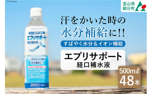 エブリサポート 経口補水液 500ml 24本 2ケース 計 48本 [広貫堂 富山県 朝日町 34310394] ドリンク 水分補給 スポーツ飲料 スポーツドリンク 熱中症対策 暑さ対策 ペットボトル まとめ買い 48本 1422241 - 富山県朝日町