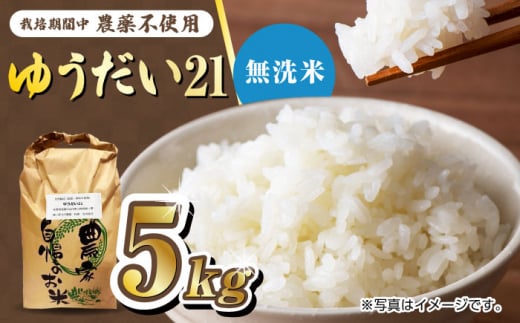 【お歳暮対象】栽培期間中農薬不使用 令和6年産 佐賀県産ゆうだい21精米（無洗米）5kg /鶴ノ原北川農園 [UDL027] 1514356 - 佐賀県武雄市