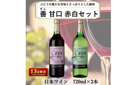 ワイン 岩の原ワイン 善 甘口 2本 セット ( 赤 ・ 白 ) お酒 おすすめ 岩の原 ふるさと納税 酒 新潟 上越 713299 - 新潟県上越市