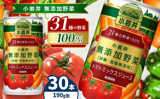 小岩井　無添加野菜　31種の野菜100％　190g缶　30本入り | トマト ジュース 飲料 とまと 野菜 濃縮 栄養 豊富 長野県 松本市  1476437 - 長野県松本市