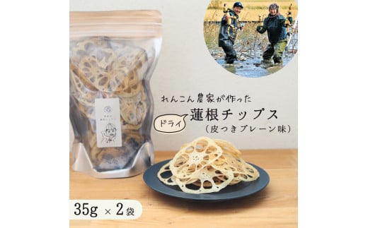 レンコン 農家が作った ドライ 蓮根チップス 食べ比べセット 皮つきプレーン 2袋 レンコンチップス れんこんチップス 乾燥野菜 