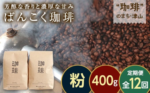 【毎月定期便】芳醇な香りと濃厚な甘みの珈琲 計400g粉×全12回 飲料 コーヒー コーヒー粉 TY0-0860