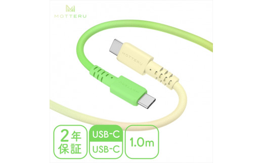 MOTTERU(モッテル) グラデーションケーブル　急速充電 データ転送対応 USB-C to USB-C 1m 2年保証（MOT-SCBCCG100） メロンクリームソーダ 【 ケーブル 神奈川県 海老名市 】