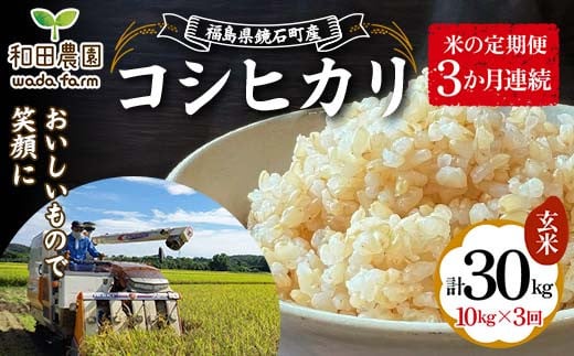 【米の定期便】福島県鏡石町産 和田農園「コシヒカリ」玄米10kg 3か月連続 F6Q-204 1517930 - 福島県鏡石町