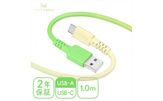 MOTTERU(モッテル) グラデーションケーブル　急速充電 データ転送対応 USB-A to USB-C 1m 2年保証（MOT-SCBACG100） メロンクリームソーダ 【 ケーブル 神奈川県 海老名市 】