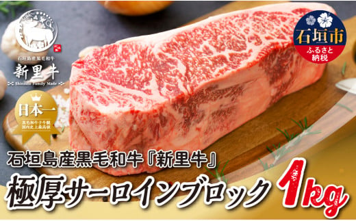 石垣島産 黒毛和牛 新里牛 極厚サーロインブロック(1kg×1)合計1kg