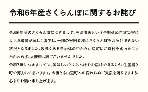 山形県山辺町のふるさと納税 ≪先行予約≫ 2025年 山形県産 さくらんぼ 佐藤錦 バラ詰め 500g 秀 L～2L混合 2025年6月中旬頃から順次発送 サクランボ フルーツ くだもの 果物 ※沖縄・離島への配送不可  ot-snsbx500