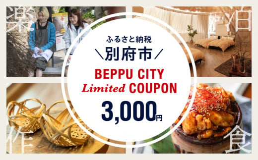 ＜2024年期間・数量限定＞BEPPU CITY Limited COUPON （地域限定クーポン3,000円分） 1160684 - 大分県別府市