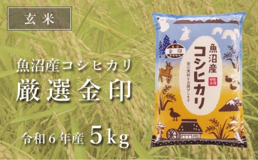 ＜令和6年産＞【玄米】魚沼産コシヒカリ「金印」高食味米 5kg 712369 - 新潟県津南町