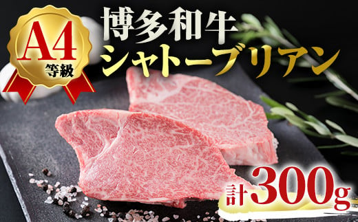 A4ランク博多和牛ヒレ肉シャトーブリアン(計300g・150g×2枚)牛肉 国産 ひれ肉 福岡県 黒毛和牛 赤身 冷凍＜離島配送不可＞【ksg1509】【徳永商店】