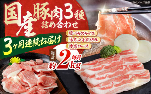 【全3回定期便】お肉の定期便 国産 豚肉 詰め合わせ セット (3ヵ月) 総計約6kg バラ スライス 切り落とし 小間切れ 【(有)山重食肉】[ATAP066] 878414 - 高知県高知市