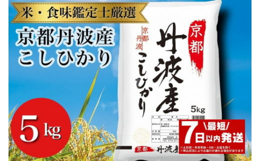 【7日以内発送】京都丹波産 こしひかり 5kg ※米食味鑑定士厳選 ※精米したてをお届け【京都伏見のお米問屋が精米】新米 米 令和6年産 ※沖縄本島・離島への配送不可