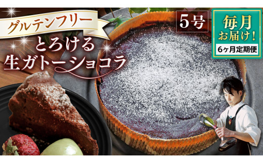【 定期便 6ヶ月 】 スイーツコンテスト 日本一 シェフ の「 とろける 生 ガトーショコラ 」 5号 手作り ケーキ チョコ チョコレート ショコラ 誕生日 バースデーケーキ 誕生日ケーキ 定期便 6ヶ月 [CF018ci]