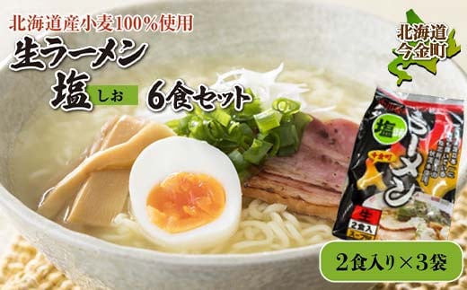 【北海道産小麦100%使用】生ラーメン塩6食セット（3袋） F21W-385   クラウドファンディング 実施中 GCF 1535343 - 北海道今金町