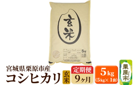 《定期便9ヶ月》【令和6年産・玄米】宮城県栗原産 コシヒカリ 毎月5kg (5kg×1袋)×9ヶ月 1519717 - 宮城県栗原市