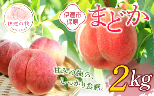 福島県産 まどか 2kg 2025年8月上旬～2025年8月中旬発送 2025年出荷分 先行予約 予約 大玉 固め 伊達の桃 桃 もも モモ 果物 くだもの フルーツ 国産 食品 F20C-504