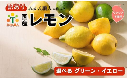 [選べる] 訳あり レモン( グリーンレモン イエローレモン ) 1kg 3kg 5kg [発送期間:8月中旬〜4月]りのか 減農薬 レモン 農家直送 柑橘 かんきつ 檸檬 果物 くだもの 果実 国産 フルーツ 有名 愛媛 みかん職人武田屋 ブランド 愛媛県産 瀬戸内 ビタミン 美味しい 生産者 直送 産直 無添加 レモンサワー ジュース チューハイ 愛媛県 愛南町