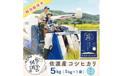 [新米]佐渡島産コシヒカリ 無洗米5Kg×1袋 特別栽培米 令和6年産 "ベストファーマー認証受賞歴"