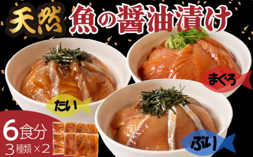 漬け丼 セット 計 6食分 ( 3種類 × 2セット )  天然 マグロ タイ ブリ 鰤 鯛 海鮮 醤油 漬け 詰め合わせ 詰合せ 惣菜 海鮮丼 お刺身 小分け パック 国産 天然 時短 簡単 お手軽 人気 海の幸 新鮮 加工品 冷凍 下関 山口