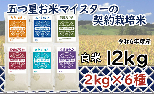 寄附額改定↓ 令和6年産【精白米】食べ比べ12kgセット（ゆめぴりか2kg・ななつぼし2kg・ふっくりんこ2kg・おぼろづき2kg・きたくりん2kg・ゆきさやか2kg）【39109】 375587 - 北海道岩見沢市