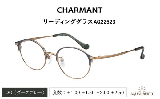 【選べる度数とフレームカラー！】CHARMANT リーディンググラス AQ22523  ダークグレー [G-09912] /眼鏡 老眼鏡 めがね メガネ シャルマン ブルーライトカット 紫外線カット UVカット カラーフレーム＋1.00＋1.50＋2.00＋2.50 福井県鯖江市 1531655 - 福井県鯖江市