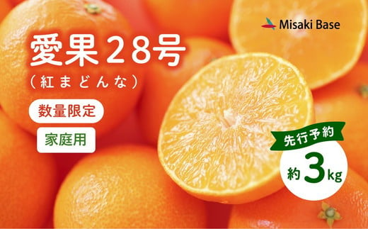 【先行予約】【家庭用】愛果28号 約3kg ｜ みかん 柑橘 ミカン 蜜柑 mikan 果物 フルーツ 糖度 甘い 高級紅 まどんな と同品種　愛媛県 伊方町 Misaki Base ※離島への配送不可 ※2024年12月上旬～12月下旬頃に順次発送予定 1508808 - 愛媛県伊方町