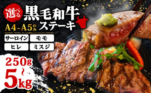 選べる部位 博多和牛 ステーキ 250g ~ 5kg サーロイン ヒレ モモ ミスジ 肉 黒毛和牛 福岡 川崎