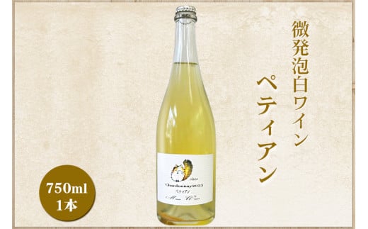 微発泡白ワイン Chardonnay2023 ペティアン 750ml (1本)｜ワイン スパークリング シャルドネ 無添加 無濾過 国産 日本ワイン 愛知県 東浦町 [0701] 1521456 - 愛知県東浦町