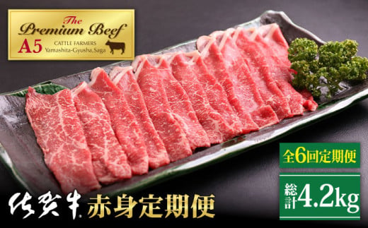 【全6回定期便】佐賀牛 赤身 定期【山下牛舎】 [HAD100] 佐賀牛 牛肉 定期便 ステーキ スライス 焼肉 すき焼き しゃぶしゃぶ A5 黒毛和牛 佐賀 サイコロ ステーキ 贈答 275953 - 佐賀県江北町