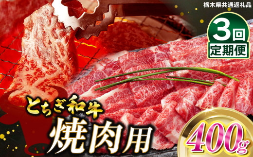 【定期便3回】とちぎ和牛焼肉用 400g | 和牛切り落とし 黒毛和牛 切り落とし 栃木県産黒毛和牛 焼肉 バーベキュー BBQ  肉 牛肉 高級 共通返礼品 ご褒美 ふるさと納税 栃木県 那珂川町 送料無料 1532792 - 栃木県那珂川町