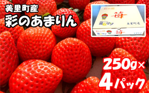 美里町産いちご4P【彩のあまりん】（250g以上×4パック） ／ 苺 イチゴ 果物 フルーツ 埼玉県 特産品 [No.191] 706016 - 埼玉県美里町