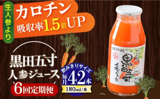 【6回定期便】 黒田五寸人参ジュース180ml 42本セット 総計252本 / ジュース じゅーす にんじん ニンジン 人参 ニンジンジュース 人参ジュース 野菜ジュース やさいジュース ドリンク 飲料水 / 大村市 / おおむら夢ファームシュシュ[ACAA113]