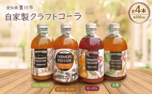 ＜東三河×ネパール＞ コーヒーチェリー、ローゼル、アスパラガス、大葉のクラフトコーラ500ml 4本【1491877】 1263690 - 愛知県豊川市