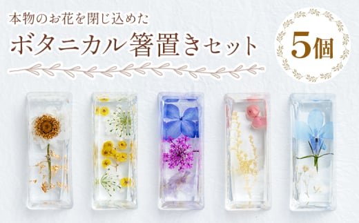 箸置き 本物のお花を閉じ込めた ボタニカル 箸置き 5個セット - 雑貨 花 ドライフラワー 押し花 おしゃれ 可愛い 記念日 誕生日 母の日 プレゼント 贈り物 ギフト LIME 高知県 香南市 lm-0004