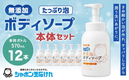 無添加ボディソープたっぷり泡本体570ml 1箱（12本）無添加 石鹸 石けん せっけん 泡せっけん 泡石鹸 福岡県 北九州市