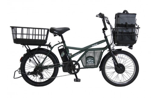 ヱビス自転車 ミニベロカーゴ電動アシスト自転車 GRC-515L-PET 20インチ シマノ製外装7段変速【本体：マットオリーブ×リュック：チャコール】