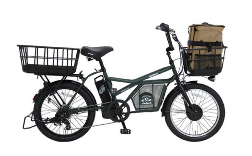 ヱビス自転車 ミニベロカーゴ電動アシスト自転車 GRC-515L-PET 20インチ シマノ製外装7段変速【本体：マットオリーブ×リュック：キャメル】